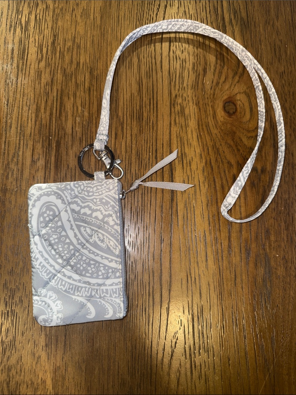 Vera Bradley Gray Paisley Lanyard Card Holder
